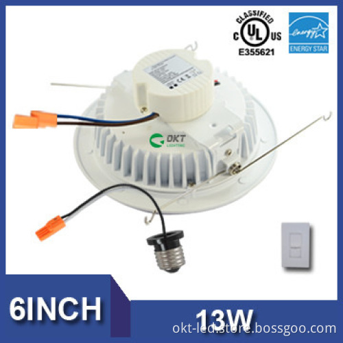 UL cUL listed 6 inch 13w led recessed lighting kit with E26 base